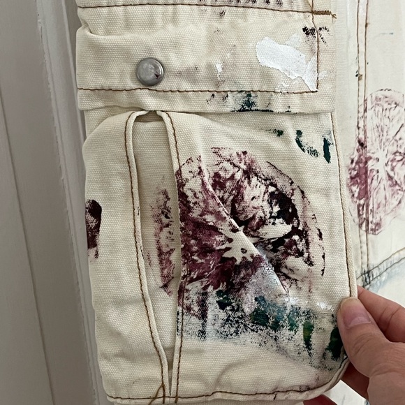 PacSun Retro Painted Baggy Cargo Pants Womens Size M Streetwear Utility Grunge - Picture 4 of 13